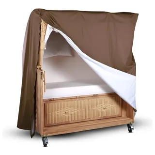 Atmungsaktive Strandkorb Abdeckhaube Korb Schutzhülle Schutzplane Abdeckung - braun - 3-Sitzer (160cm breit)