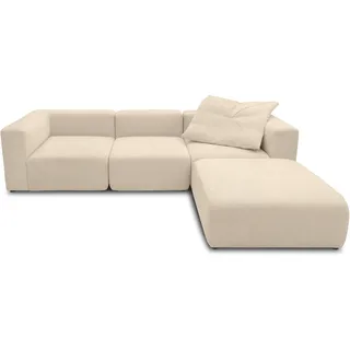 DOMO. collection Ecksofa Adrian, Modul-Sofa, L-Form aus 2 x Ecksessel, 1 x Sessel und 1 x Hocker, Modul-Couch, 4 Polster-Elemente, Eckcouch 301 x 193 x 69 cm (BxTxH), beige