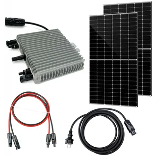 Balkonkraftwerk-Set 2x Solar Panele 455W und 1x Wechselrichter 800W, anschlussfertiges Komplettpaket !