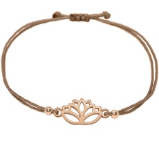 Selfmade Jewelry Armband Damen Roségold Lotus Größenverstellbares Makramee Armkettchen mit Lotusblüten Inkl. Geschenkverpackung (Rosegold - Braun)