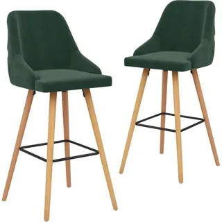 Barhocker 2 Stk. Dunkelgrün Samt - Grün, dunkelgrün