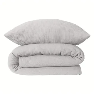 SCHIESSER Molly Musselin Hellgrau 135 x 200 cm + 80 x 80 cm