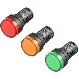 Heschen 22 mm LED-Kontrollleuchte, AD16-22D/S, 24 VDC 20 mA, rot/grün/gelb, Lichtfarbe, 3 Stück