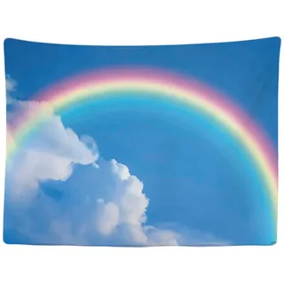 Ulticool - Wandteppich Tapestry Dekoration Wohnung - Regenbogen Wolken Blauer Himmel - 200 x 150 cm groß - Wandtuch Wandbehänge - Accessoires für Schlafzimmer Wohnzimmer Kinderzimmer