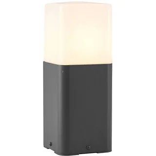 Lucande Außenleuchte Obuna (spritzwassergeschützt (Modern) in Schwarz aus Aluminium (1 flammig, E27) - Wegeleuchte Pollerleuchte Wegelampe Sockelleuchte