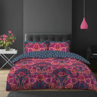 Super Dreamer 4-teiliges Paisley-Bettwäsche-Set, 1 King-Size-Bettbezug + 1 gemustertes Spannbetttuch mit 2 Kissenbezügen, wendbarer Bettbezug