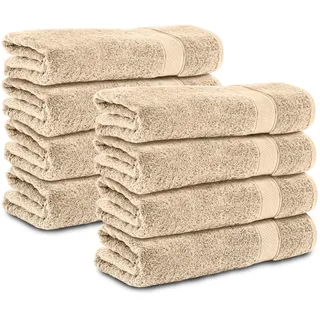 Komfortec 8er Handtücher 50x100 cm Set aus 100% Baumwolle, Frottee, Weich, Beige