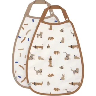 LÄSSIG Lätzchen »Little Mateys, beige/royal blue« Set, 2 Stk. tlg. extra groß; Vorderseite aus Biobaumwolle, blau