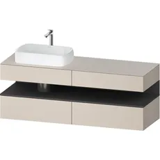 Duravit Qatego Konsolenwaschtischunterbau, 2 Auszüge, 2 Schubkästen, Ausschnitt links, 1600x550x600mm, Nische Graphit Matt, QA4777049, Farbe: Taupe Matt