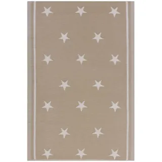 BELIANI Outdoor Teppich Beige Weiß Polypropylen 120 x 180 cm Sterne Jacquardgewebt Rechteckig Kurzflor Gartenaccessoires Terrasse Balkon Wohnzimmer - Beige, Weiß