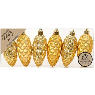 Inge‘s Christmas Decor Inges Glas Christbaumschmuck Zapfen 9cm Kunststoff bruchfest Christbaumkugeln Dekokugeln Weihnachtskugeln Baumkugeln Baumschmuck Set Gold