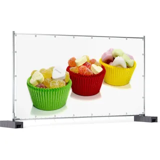 Wallario XXL Outdoor-Poster für Garten oder Balkon, Motiv Sweets - Süßigkeiten-Muffins in der Küche, in ca. 340 x 173 cm - Weiß