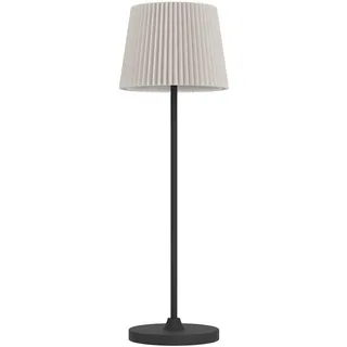 EGLO LED Akku Tischleuchte Leonero, Tischlampe kabellos, schwarz-beige Nachttischlampe aus Metall mit Textil Falt Lampenschirm, Touch dimmbar, USB aufladbar, warmweiß-neutralweiß