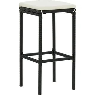 vidaXL Barhocker mit Kissen 2 Stk. Schwarz Poly Rattan - Schwarz
