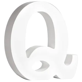 Rayher MDF-Buchstabe Q, weiß, 10,3 x 11 cm, Stärke 2 cm, 3D-Buchstaben Holz, Holz-Buchstaben FSC zertifiziert, 64556102