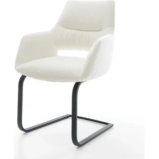 DELIFE Freischwinger Yago-Flex mit Armlehnen Bouclé Soft Beige Freischwinger flach Schwarz Taschenfederkern - Beige