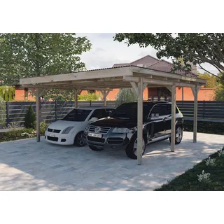 Weka Doppelcarport 471 x 389 cm braun inkl. PVC Dach