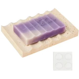 BENECREAT 124x80x18mm Mokkassinfarbener Seifenspender Marmorseifenschale für Dusche Kleine Seifenhalter für Marmor Badezimmeraccessoires Dusche Küchenspüle