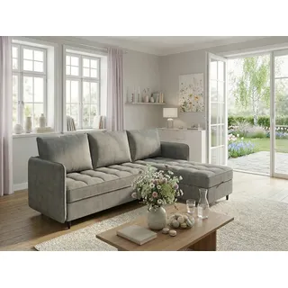 dorel home "LINDHUS, L-Form, Breite 194cm, verschiedene Stellvarianten, Modulsofa", Recamiere, Stauraum, Cord und Chenille-Bezug,