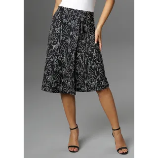 Aniston SELECTED Aniston SELECTED, Sommerrock mit Schnallen am Bund, schwarz-weiß