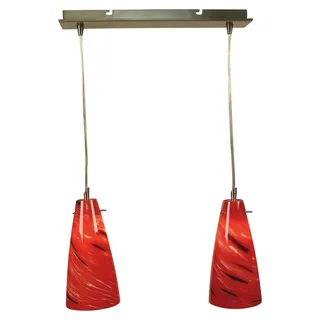 Pendelleuchten - 2-flg. Pendelleuchte, Hängelampe aus Metall und Glas in rot, G9-Fassung - Rot