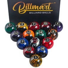 Billmart Premium Billardkugeln Billardtisch Zubehör 5,4 cm Regulärgröße 16 Billardbälle Billard-Set