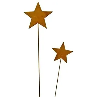 Bornhöft Gartenstecker Sterne aus Edelrost Metall Rost Gartendekoration Weihnachten rostige Gartendekoration Stern 1x118cm + 1x78cm