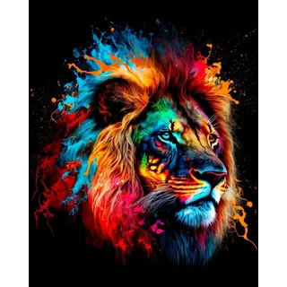 TISHIRON Malen nach Zahlen für Erwachsene Anfänger DIY Regenbogen Splash Löwe Erwachsene Malen nach Zahlen Kits auf Leinwand Acrylmalerei Zeichnung mit Pinseln Ölgemälde 16x20 Zoll