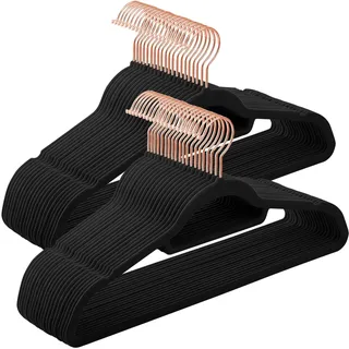 Songmics Kleiderbügel Samt Roségold/Schwarz 50 St.