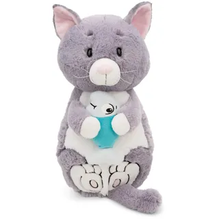 NICI Kuscheltier Katze mit Fisch 40x20cm - Multicolor 1 - One Size