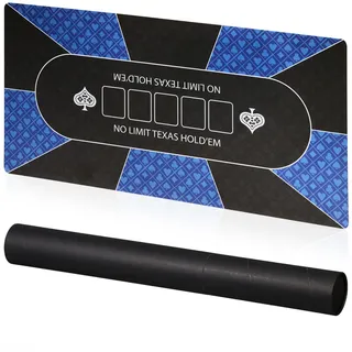 Relaxdays Pokermatte , Schwarz, Blau , Textil, Kunststoff, Wellpappe , Rechteckig , 120x0.2 cm , Spielzeug, Sonstiges Spielzeug