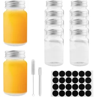 10 Stück Mini Glas Shot Flaschen zum Befüllen mit Trichter und Etiketten