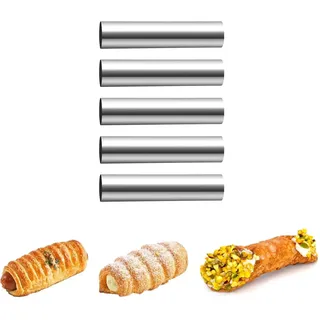 GMMH 5 St Cannoli Schillerlockenform aus Edelstahl (Röhrchen), Backform für Schaumrollen Hörnchen Sahnerollen Cremerollen Trubotschki Schillerlocken zum Backen