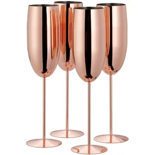 Oak & Steel - 4 Edelstahl Sektgläser (285ml), Champagner & Prosecco Gläser - Roségold/Kupfer - Robust & Unzerbrechlich - Geschenkset für Geburtstage, Hochzeiten & Weihnachten