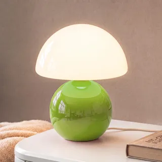 Dawnwake Pilzlampe Tischlampe, Dimmbare Led Nachttischlampe mit Keramikbasis, Mid-Century Moderne Kleine Lampe für Wohnzimmer, Schlafzimmer & Büro (Apfelgrün)
