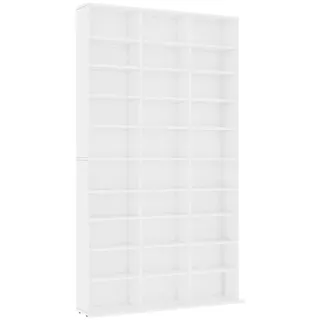 vidaXL CD-Regal Regalwand Bücherregal Regal Schrank CD DVD Aufbewahrung Medienregal Standregal Bücherschrank Weiß 102x23x177,5cm Holzwerkstoff