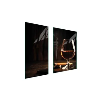 Herdabdeckplatten 2 teilig 75x52 Ceranfeld Abdeckung Glas Schneidebrett Wein Zigarett