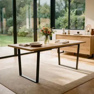 CARO-Möbel Esstisch Vidago , Wildeiche , Holzwerkstoff , Vintage , 180x76x90 cm , Esszimmer, Esstische