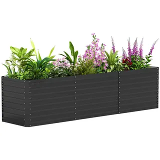 Outsunny Hochbeet, 240L x 60B x 60H cm , Dunkelgrau , Metall , 60x60x240 cm , Gartenzubehör, Hochbeete