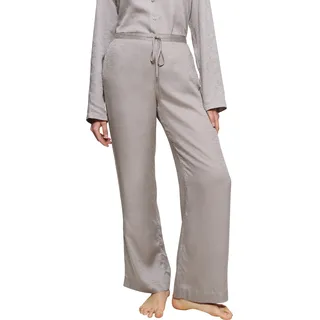 Homewearhose TRIUMPH "Silky Sensuality Trousers", Damen, Gr. 46, N-Gr, silent grau, Satin, 100% Lyocell, unifarben, bequem knöchellang, Hosen Homewearhose, mit Monogram-Jaquard