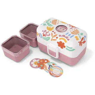 monbento - Lunchbox Kinder Tresor graphic Papercut - Brotdose Kinder mit 3 Fächern - Ideal für Mittagessen oder Snacks in Schule/Picknick - BPA Frei & Sicher - Lunchbox Personalisiert - Rosa
