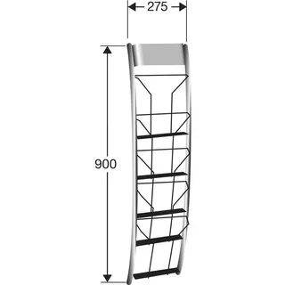 Kerkmann Wandprospekthalter alu DIN A4 5 Fächer