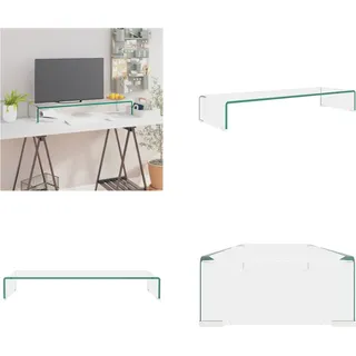 vidaXL TV Tisch/Bildschirmerhöhung Glas Transparent 90x30x13 cm - TV-Aufsatz - TV-Aufsätze - TV-Erhöhung - Erhöhung Fernseher - Transparent