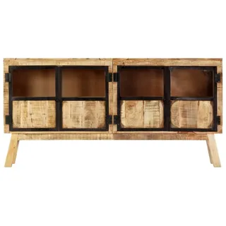 vidaXL Sideboard Braun und Schwarz 160×30×80 cm Raues Mangoholz - Braun