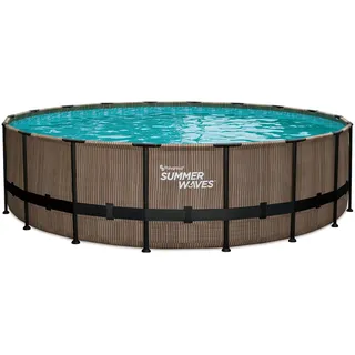 Summer Waves Elite Frame Pool Set rund 549 x 132 cm inkl. Abdeckplane, Skimmer, Filterpumpe, Poolleiter, Bodenschutzplane