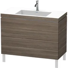 Duravit L-Cube Möbelwaschtisch c-bonded mit Unterbau bodenstehend, 100x48 cm, 2 Auszüge, ohne Überlauf, 1 Hahnloch, Farbe: Pine Terra Dekor