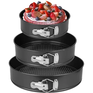 YXHZVON 3 Stück Edelstahl Kuchenform, Backform Rund 18/20/22CM, Antihaft Rund Kuchenbackform, Hochglanzpoliert, Springform Herzbackform, Abnehmbarer Flachboden
