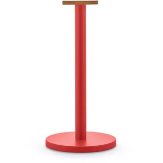 Alessi Mattina BG05 R - Design-Küchenrollenhalter aus Tarbigem Stahl mit Epoxidharz und Knopf aus Bambusholz, Rot