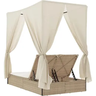 vidaXL Sonnenliege Doppelliege 200 x 58 x 29 cm Beige