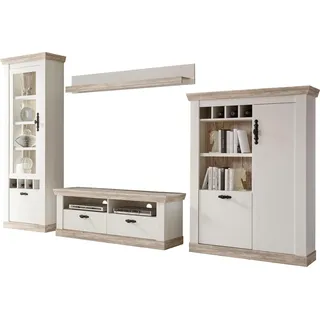 Home affaire Wohnwand »Florenz, Anbauwand im Landhausstil, Komplettset mit Metallgriffen« Set, 4 Stk. tlg., weiß
